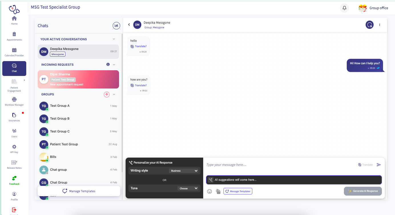 DoctorFare unified messaging inbox