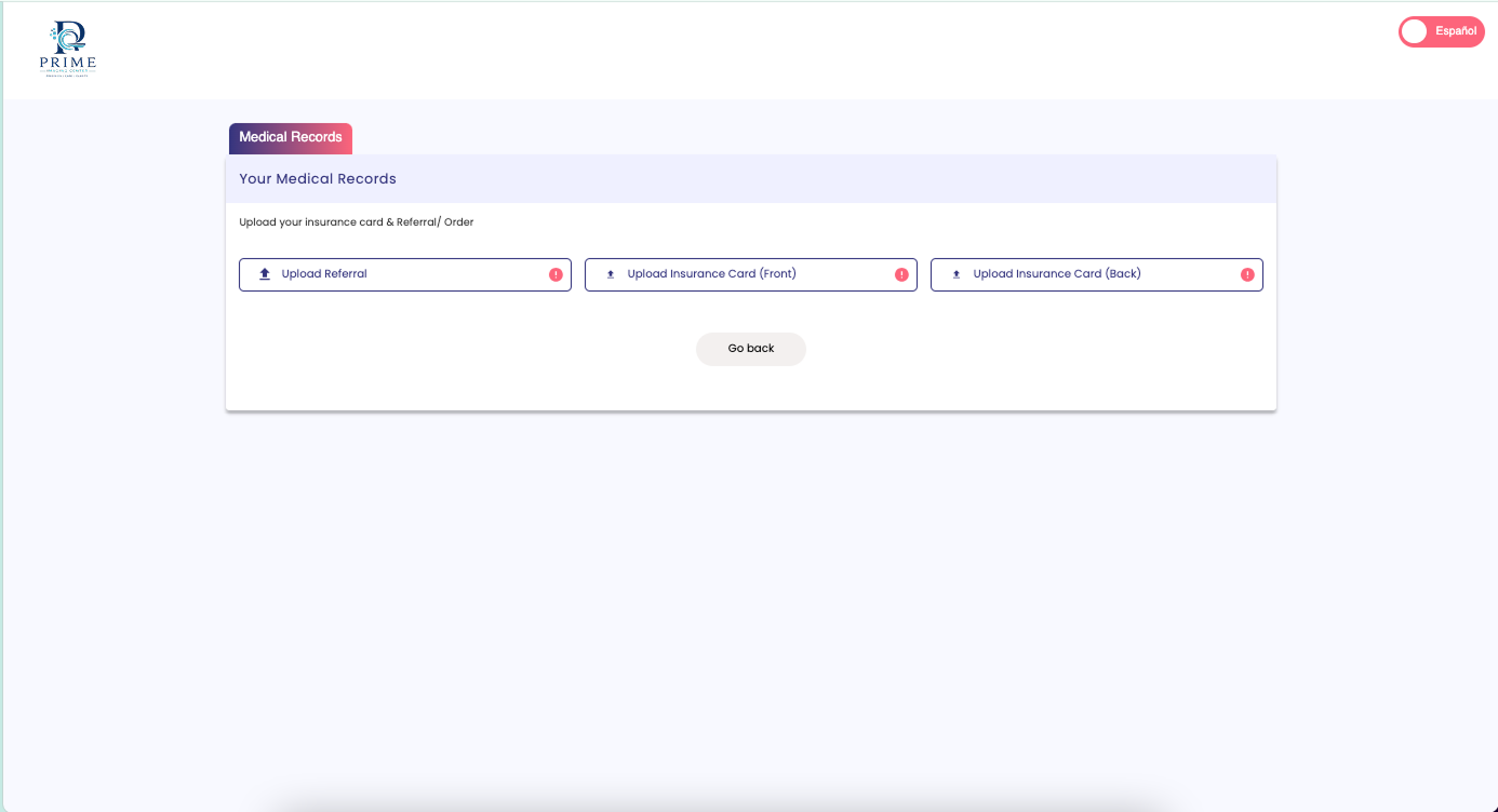 DoctorFare web portal — medical records view